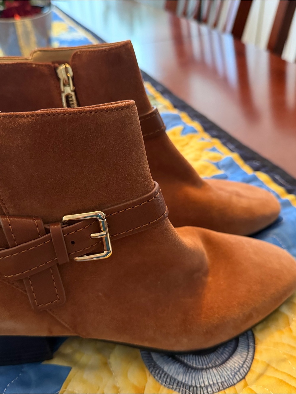 Banana Republic Chestnut Suede Ankle Boots with Buckle - Picture 3 of 4